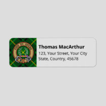 Clan MacArthur Crest over Tartan Label