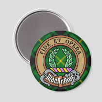 Clan MacArthur Crest over Tartan Magnet