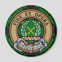 Clan MacArthur Crest over Tartan Magnet