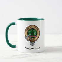 Clan MacArthur Crest over Tartan Mug