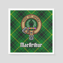Clan MacArthur Crest over Tartan Napkins