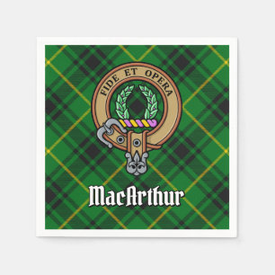 Clan MacArthur Crest over Tartan Napkins