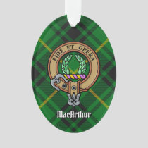 Clan MacArthur Crest over Tartan Ornament