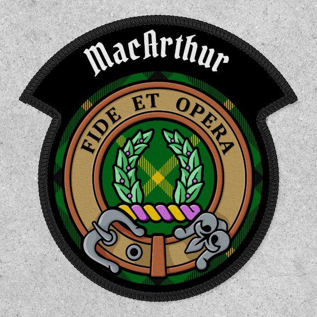 Clan MacArthur Crest over Tartan Patch (Front)