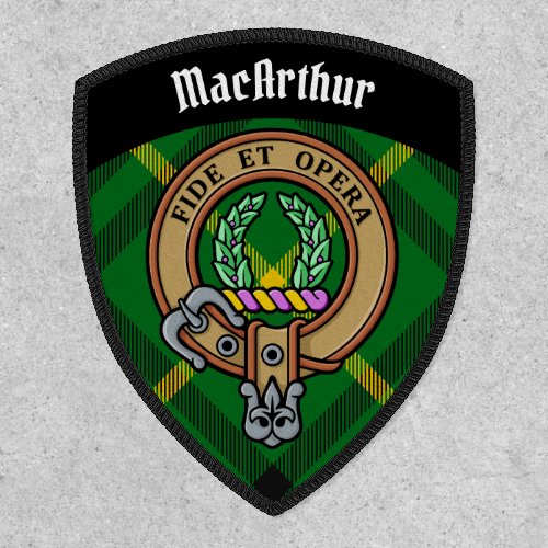 Clan MacArthur Crest over Tartan Patch