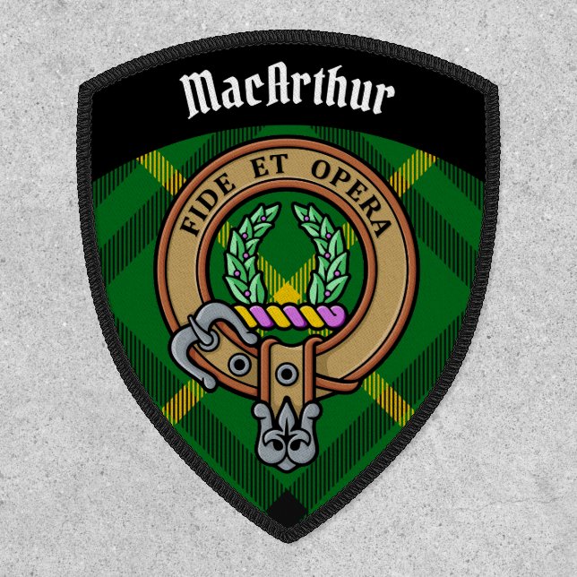 Clan MacArthur Crest over Tartan Patch (Front)