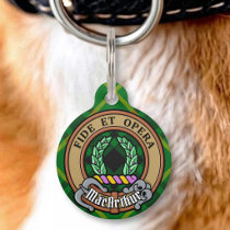 Clan MacArthur Crest over Tartan Pet ID Tag