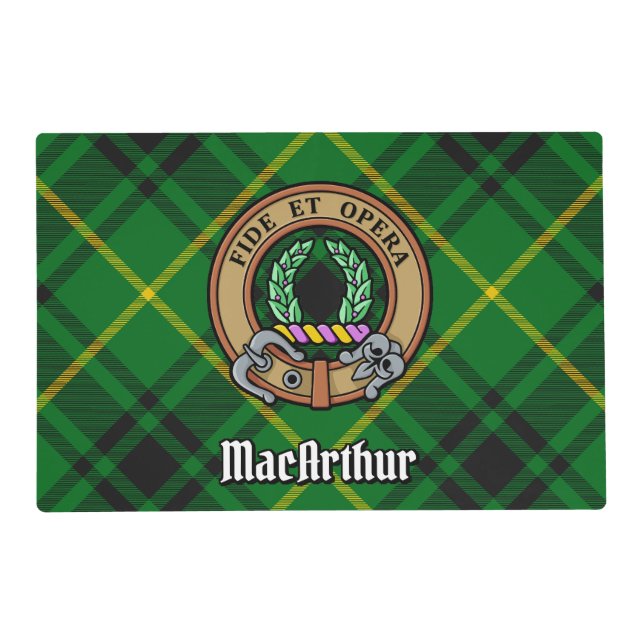 Clan MacArthur Crest over Tartan Placemat (Front)
