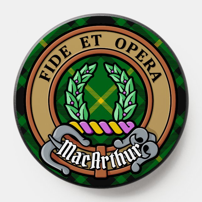 Clan MacArthur Crest over Tartan PopSocket (Popsocket)