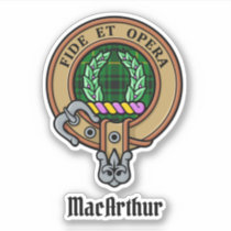 Clan MacArthur Crest over Tartan Sticker