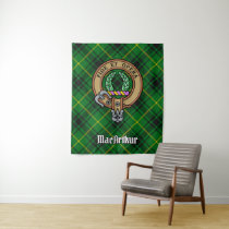Clan MacArthur Crest over Tartan Tapestry
