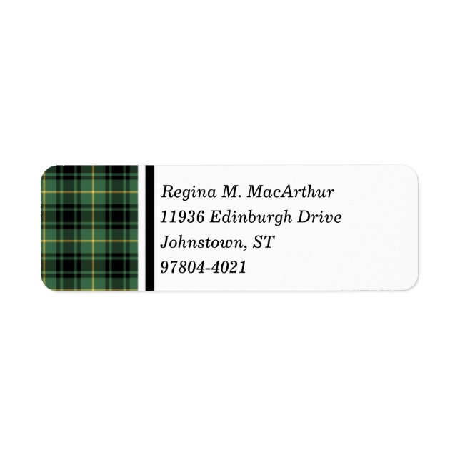 Clan MacArthur Tartan Green Plaid Label (Front)