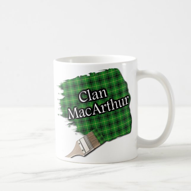 Clan MacArthur Tartan Paint Brush Cup Mug (Right)