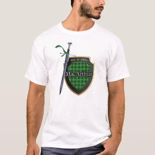 Clan MacArthur Tartan Scottish Shield & Sword T-Shirt