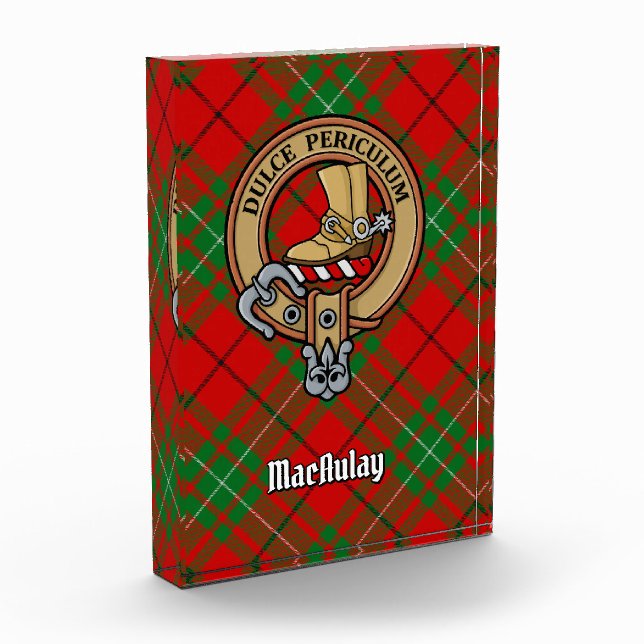 Clan MacAulay Crest over Tartan Acrylic Award (Left)