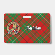 Clan MacAulay Crest over Tartan Badge