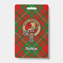 Clan MacAulay Crest over Tartan Badge
