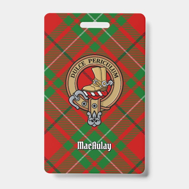 Clan MacAulay Crest over Tartan Badge (Front)