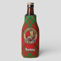 Clan MacAulay Crest over Tartan Bottle Cooler