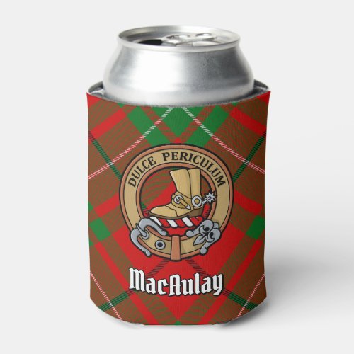 Clan MacAulay Crest over Tartan Can Cooler