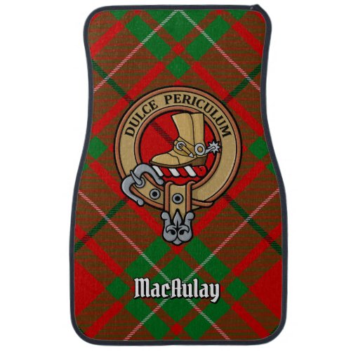 Clan MacAulay Crest over Tartan Car Floor Mat