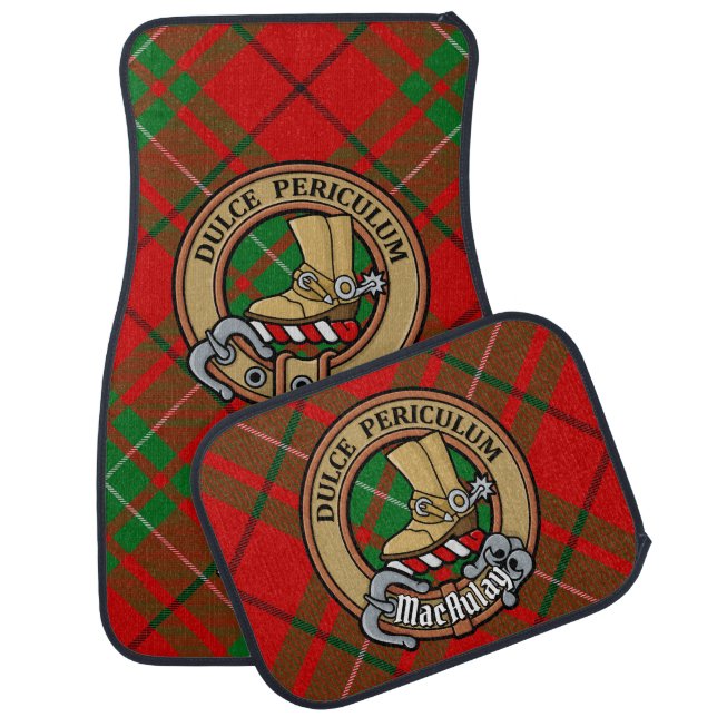 Clan MacAulay Crest over Tartan Car Floor Mat (Set)
