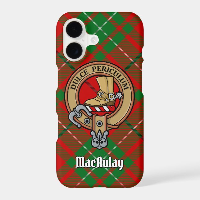Clan MacAulay Crest over Tartan Case-Mate iPhone Case (Back)