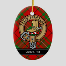 Clan MacAulay Crest over Tartan Ceramic Ornament