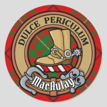 Clan MacAulay Crest over Tartan Classic Round Sticker