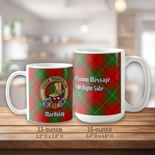Clan MacAulay Crest over Tartan Coffee Mug