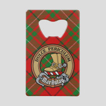 Clan MacAulay Crest over Tartan Credit Card Bottle Opener