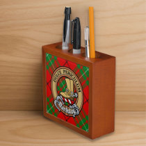 Clan MacAulay Crest over Tartan Desk Organizer