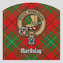 Clan MacAulay Crest over Tartan Door Sign