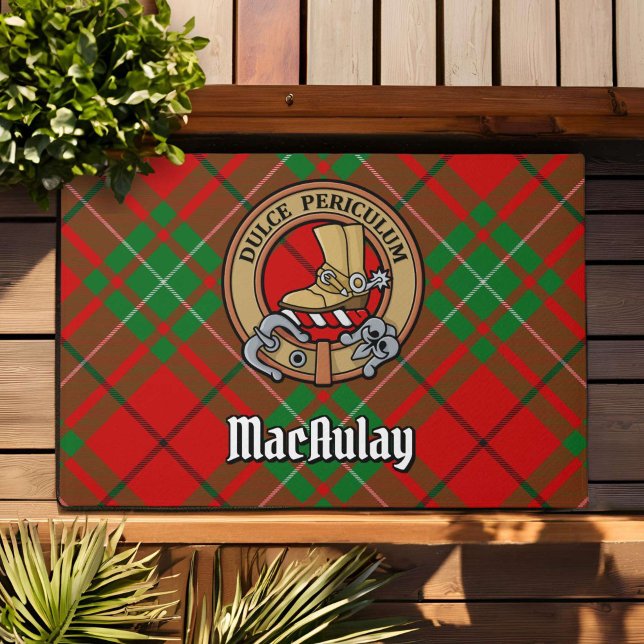 Clan MacAulay Crest over Tartan Doormat (Creator Uploaded)