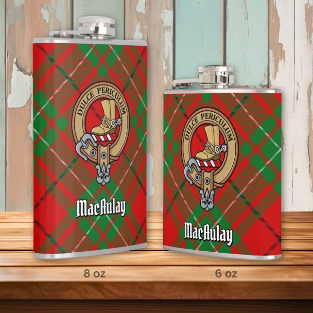 Clan MacAulay Crest over Tartan Flask (Creator Uploaded)
