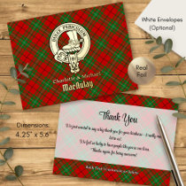 Clan MacAulay Crest over Tartan Foil Invitation Postcard