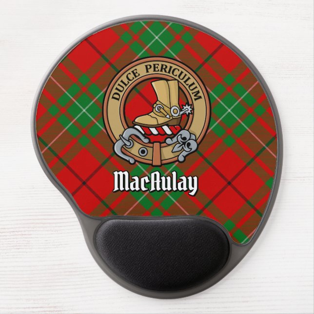 Clan MacAulay Crest over Tartan Gel Mouse Pad (Front)