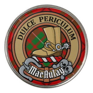 Clan MacAulay Crest over Tartan Golf Ball Marker