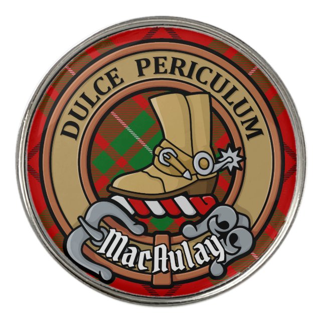 Clan MacAulay Crest over Tartan Golf Ball Marker (Front)