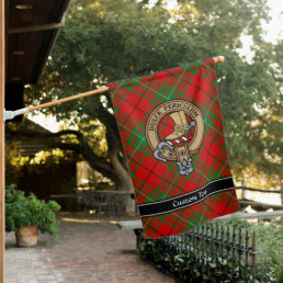 Clan MacAulay Crest over Tartan House Flag