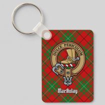 Clan MacAulay Crest over Tartan Keychain