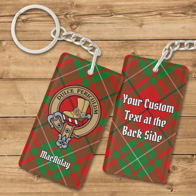 Clan MacAulay Crest over Tartan Keychain (Creator Uploaded)