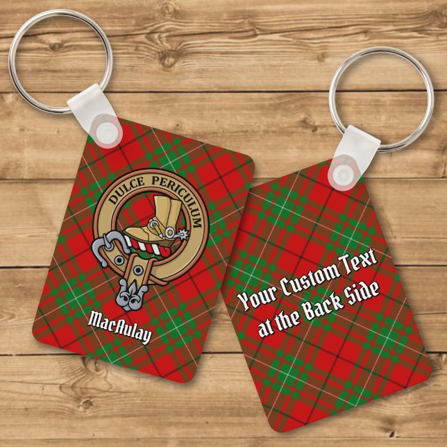 Clan MacAulay Crest over Tartan Keychain (Creator Uploaded)