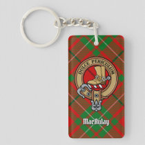 Clan MacAulay Crest over Tartan Keychain