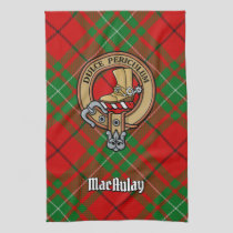 Clan MacAulay Crest over Tartan Kitchen Towel