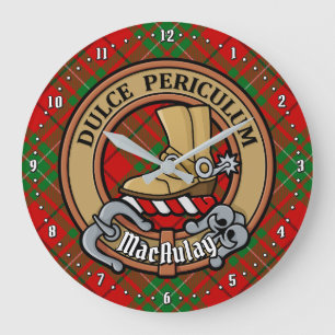 Clan MacAulay Crest over Tartan Large Clock