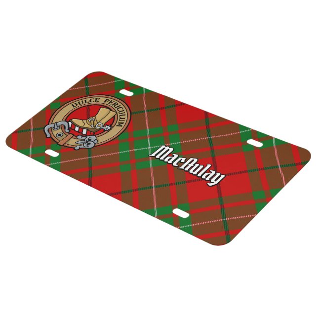 Clan MacAulay Crest over Tartan License Plate (Side)