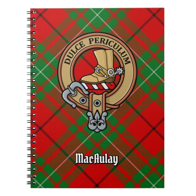 Clan MacAulay Crest over Tartan Notebook (Front)