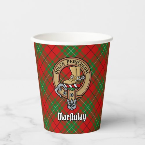 Clan MacAulay Crest over Tartan Paper Cups