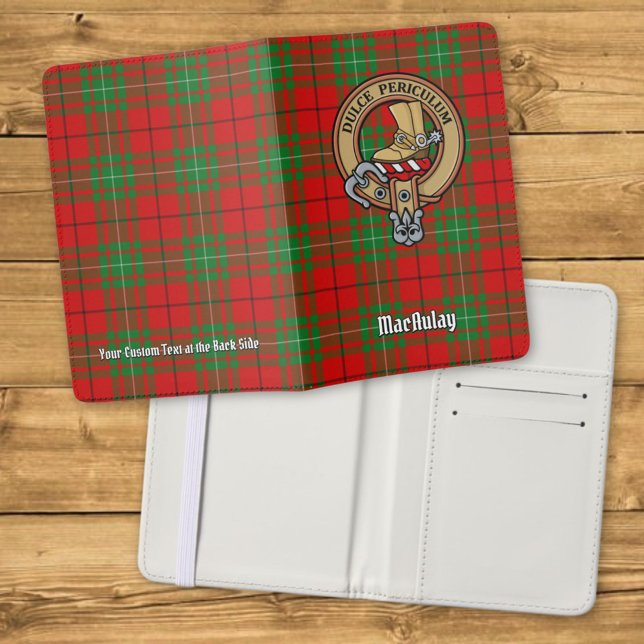 Clan MacAulay Crest over Tartan Passport Holder (Creator Uploaded)